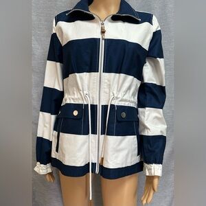 Tommy Hilfiger jacket,small, nautical blue & white striped pockets. Gently used